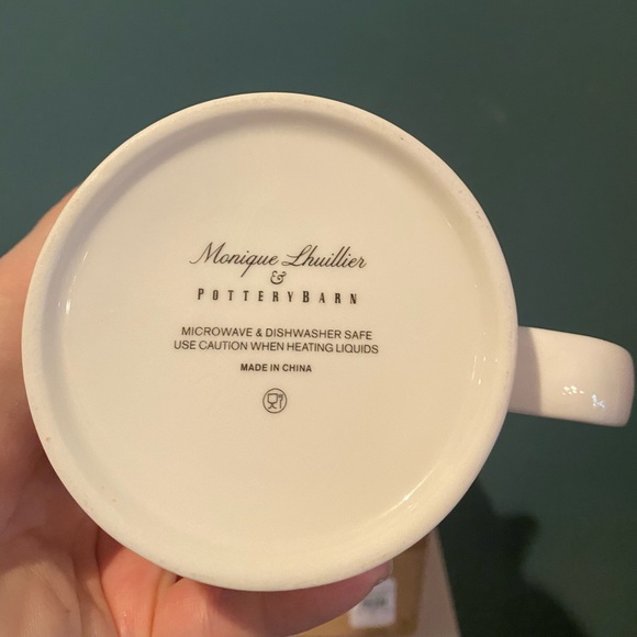 NIB Pottery Barn Monique Lhuillier Botanical Monogram Stoneware Mug - A - Picture 5 of 6